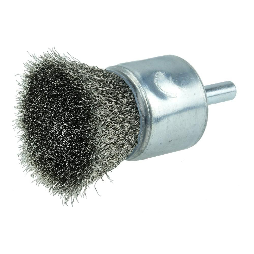 Weiler - End Brushes: 1" Dia, Stainless Steel, Crimped Wi…