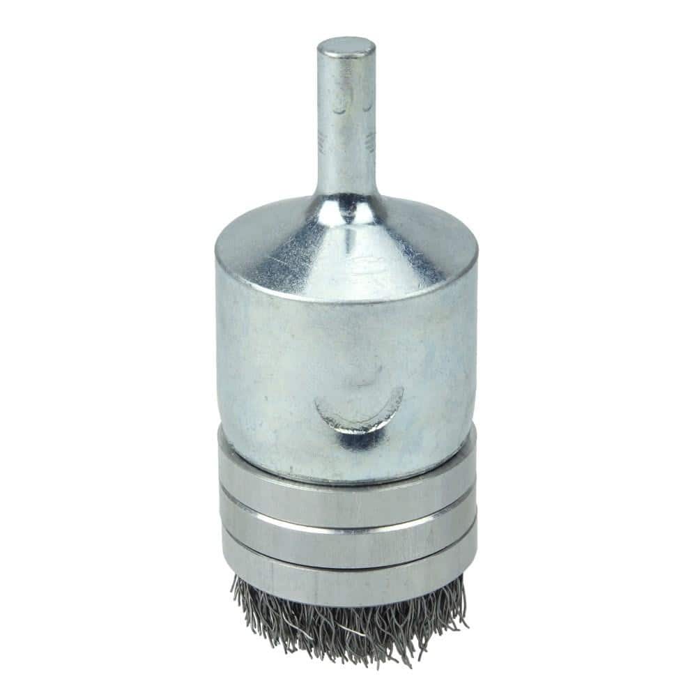 Weiler 11105 End Brushes: 1" Dia, Steel, Crimped Wire 
