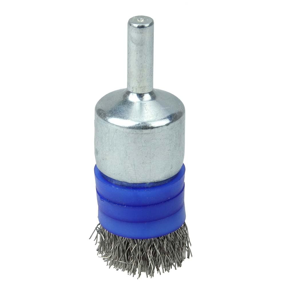 Weiler 11113 End Brushes: 3/4" Dia, Stainless Steel, Crimped Wire Image