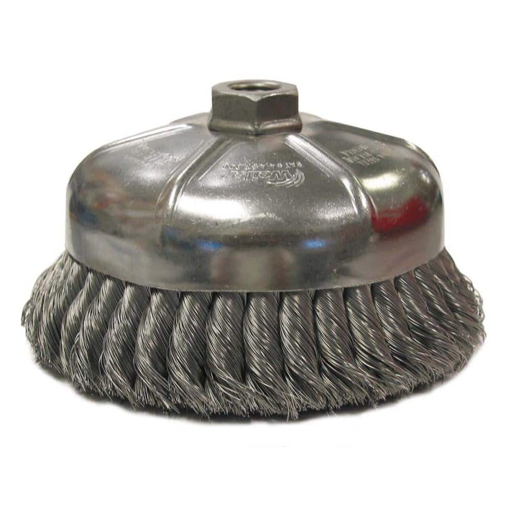 Weiler 12396 Cup Brush: 6" Dia, 0.035" Wire Dia, Steel, Knotted 