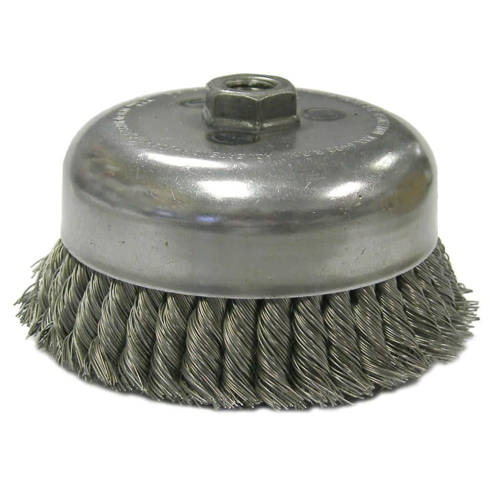 Weiler 12576 Cup Brush: 6" Dia, 0.035" Wire Dia, Steel, Knotted 