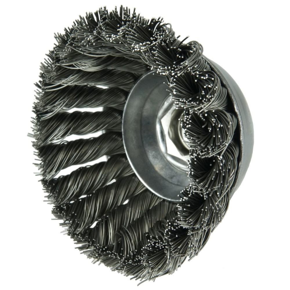 Weiler Cup Brush 31/2" Dia, 0.02" Wire Dia, Steel, Knotted MSC Direct