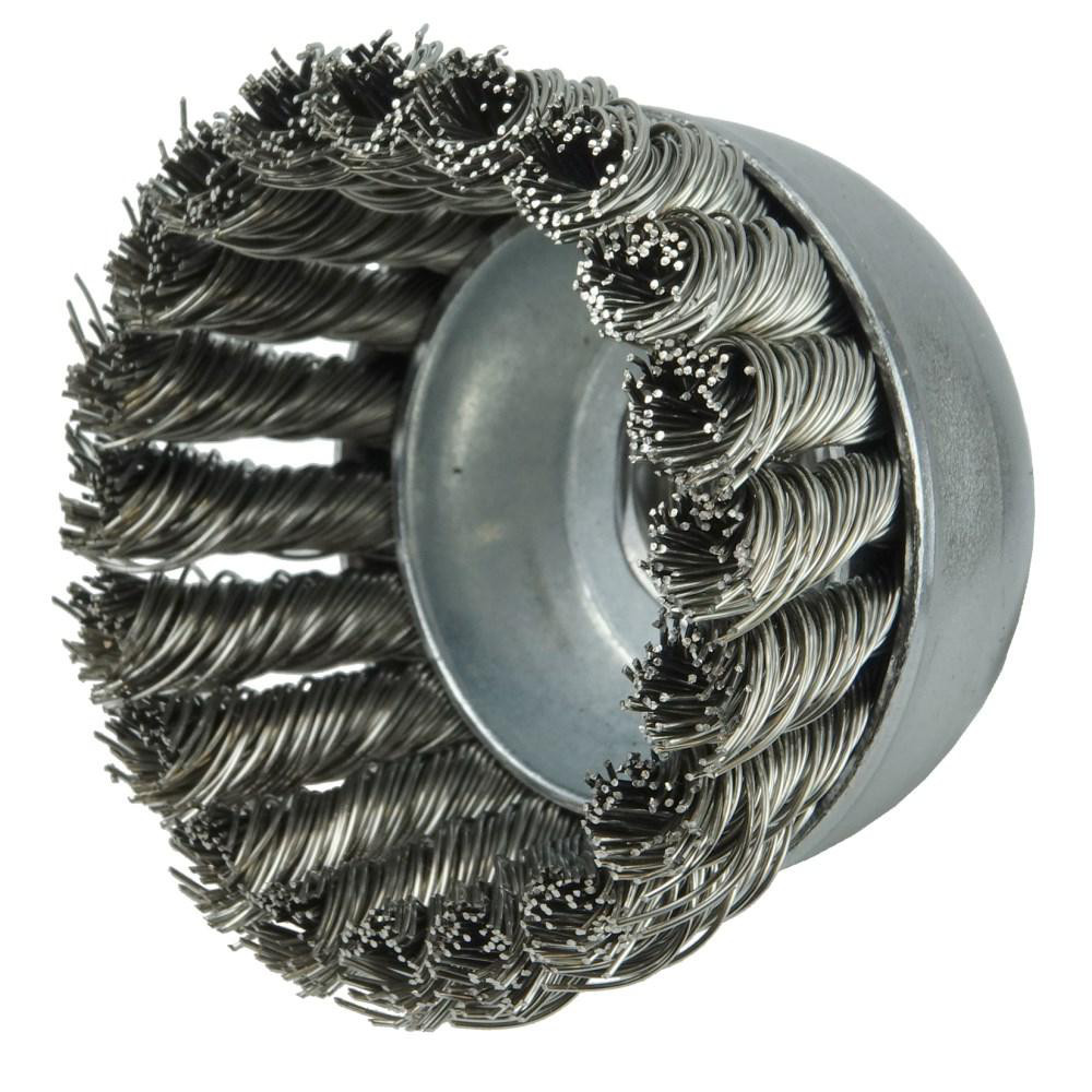 Weiler Cup Brush 23/4" Dia, 0.02" Wire Dia, Stainless Steel, Knotted MSC Direct
