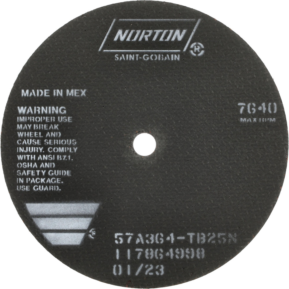 Cutoff Wheel: Type 1 (01/41), 8" Dia, 1/8" Thick, 5/8" Hole, Aluminum Oxide - 36 Grit, 7640 Max RPM, Reinforced
