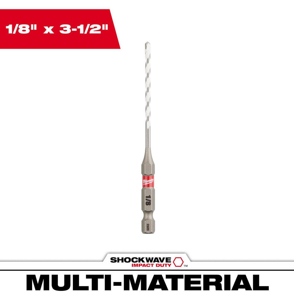 Rotary Drill/Hammer Drill Bits; Drill Bit Size (Inch): 1/8 ; Shank Type: Hex ; Drill Bit Material: Carbide-Tipped ; Shank Diameter (Inch): 1/4 ; Flute Length (Inch): 2 ; Overall Length (Inch): 3-1/2