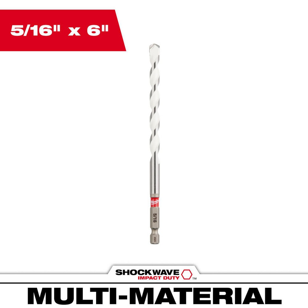 Rotary Drill/Hammer Drill Bits; Drill Bit Size (Inch): 5/16 ; Shank Type: Hex ; Drill Bit Material: Carbide-Tipped ; Shank Diameter (Inch): 1/4 ; Flute Length (Inch): 4 ; Overall Length (Inch): 6