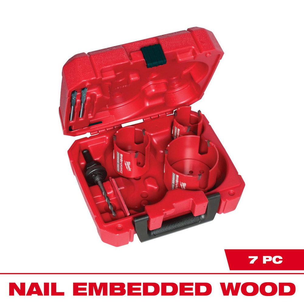 Hole Saw Kits; Minimum Saw Diameter (Decimal Inch): 1-3/8 ; Maximum Saw Diameter (Decimal Inch): 6-1/4 ; Number of Hole Saws: 7 ; Maximum Cutting Depth: 2.4375in ; Cutting Edge Style: Toothed ; Material: Carbide Grit