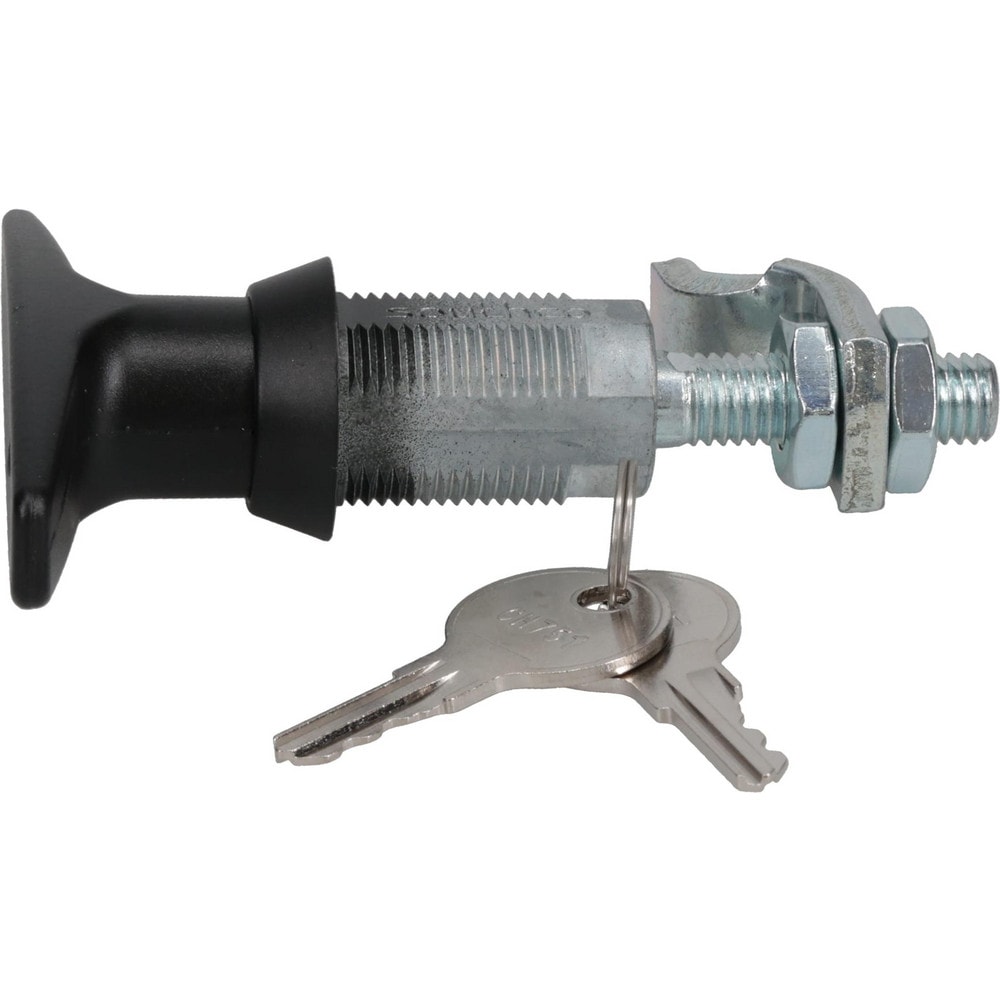 T-Handle with Lock Door Latch: 3-1/4" OAW, 1.13" OAH, Die Cast Zinc, Black Powder Coated