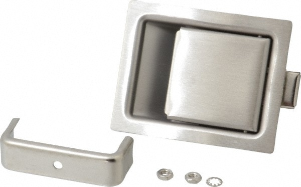 Made in USA 64-10-301-50 Paddle Door Latch: 5" OAL, 2.68" OAW, 1-15/16" OAH, Stainless Steel & Steel, Brushed Finish Image