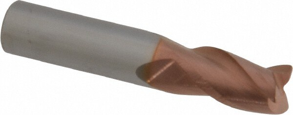 Corner Radius End Mill: 3/8" Dia, 5/8" LOC, 0.02" Radius, 3 Flutes, Solid Carbide