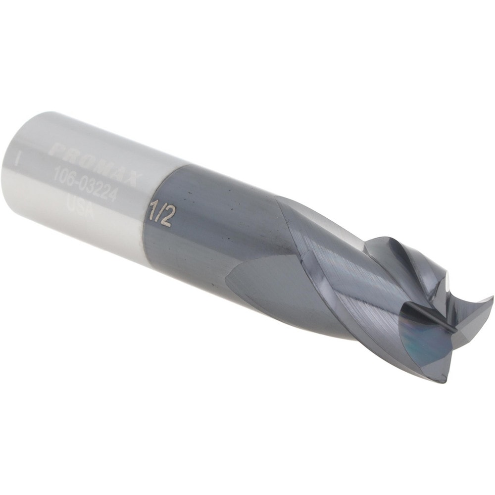 Corner Radius End Mill: 1/2" Dia, 5/8" LOC, 0.0200" Radius, 3 Flute, Solid Carbide