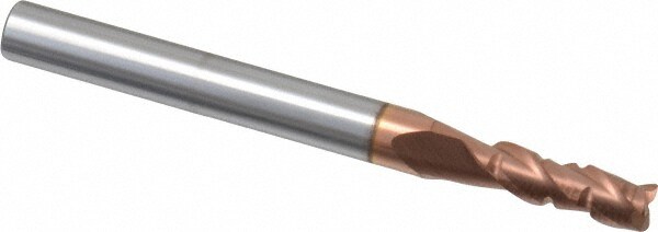 Corner Radius End Mill: 0.1563" Dia, 1/2" LOC, 0.01" Radius, 3 Flutes