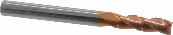 Corner Radius End Mill: 3/16" Dia, 5/8" LOC, 0.01" Radius, 3 Flutes, Solid Carbide