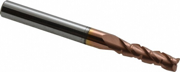 Corner Radius End Mill: 0.2188" Dia, 3/4" LOC, 0.02" Radius, 3 Flutes