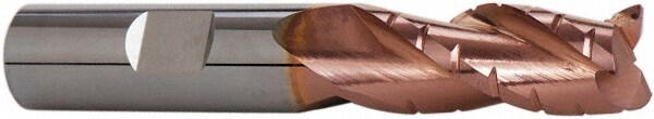 Corner Radius End Mill: 1/2" Dia, 1-1/4" LOC, 0.02" Radius, 3 Flutes, Solid Carbide