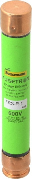 Cooper Bussmann FRS-R-1 Cartridge Time Delay Fuse: RK5, 1 A, 127 mm OAL, 20.6 mm Dia Image