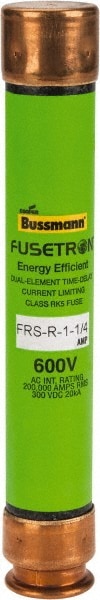 Cooper Bussmann FRS-R-1-1/4 Cartridge Time Delay Fuse: RK5, 1.25 A, 127 mm OAL, 20.6 mm Dia Image