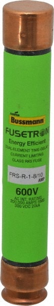 Cooper Bussmann FRS-R-1-8/10 Cartridge Time Delay Fuse: RK5, 1.8 A, 127 mm OAL, 20.6 mm Dia Image