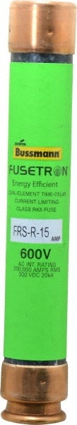 Cooper Bussmann FRS-R-15 Cartridge Time Delay Fuse: RK5, 15 A, 127 mm OAL, 20.6 mm Dia Image