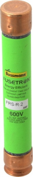 Cooper Bussmann FRS-R-2 Cartridge Time Delay Fuse: RK5, 2 A, 127 mm OAL, 20.6 mm Dia Image