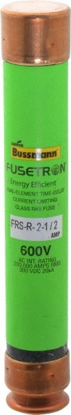 Cooper Bussmann FRS-R-2-1/2 Cartridge Time Delay Fuse: RK5, 2.5 A, 127 mm OAL, 20.6 mm Dia Image