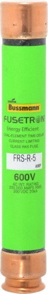 Cooper Bussmann FRS-R-5 Cartridge Time Delay Fuse: RK5, 5 A, 127 mm OAL, 20.6 mm Dia Image