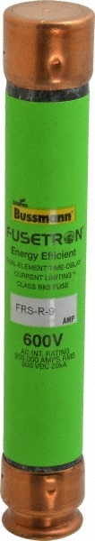 Cooper Bussmann FRS-R-9 Cartridge Time Delay Fuse: RK5, 9 A, 127 mm OAL, 20.6 mm Dia Image