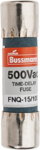 Cooper Bussmann FNQ-15/100 Cartridge Time Delay Fuse: 0.15 A, 10.3 mm Dia Image