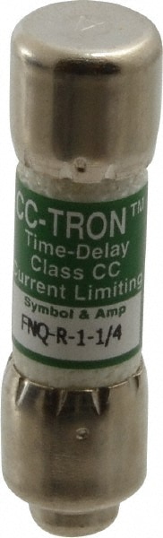 Cooper Bussmann FNQ-R-1-1/4 Cartridge Time Delay Fuse: CC, 1.25 A, 10.3 mm Dia Image