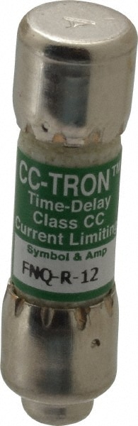 Cooper Bussmann FNQ-R-12 Cartridge Time Delay Fuse: CC, 12 A, 10.3 mm Dia Image