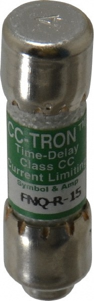 Cooper Bussmann FNQ-R-15 Cartridge Time Delay Fuse: CC, 15 A, 10.3 mm Dia Image