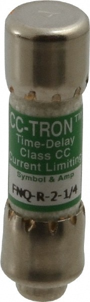 Cooper Bussmann FNQ-R-2-1/4 Cartridge Time Delay Fuse: CC, 2.25 A, 10.3 mm Dia Image