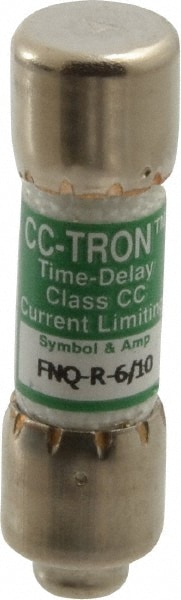 Cooper Bussmann FNQ-R-6/10 Cartridge Time Delay Fuse: CC, 0.6 A, 10.3 mm Dia Image