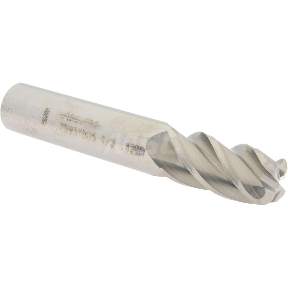 Accupro 12182588 Corner Radius End Mill: 1/2" Dia, 1" LOC, 1/8" Radius, 4 Flutes, Solid Carbide Image