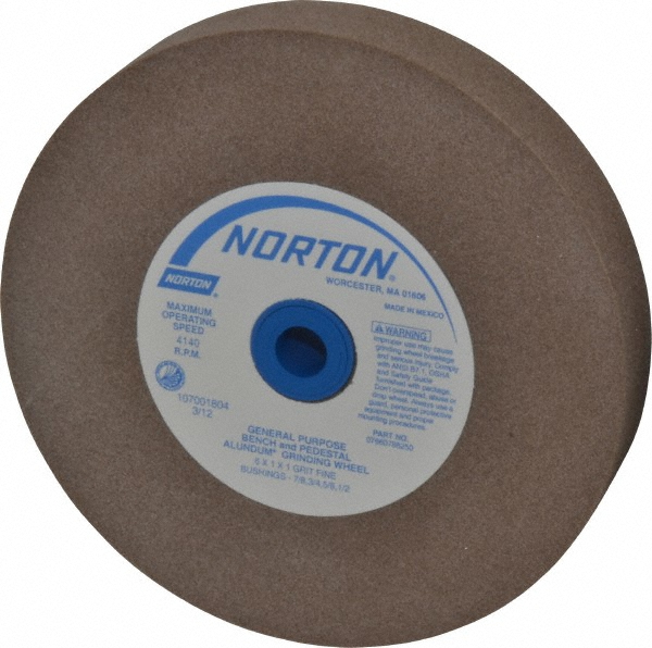 Norton 100 Grit Aluminum Oxide Bench Pedestal Grinding Wheel
