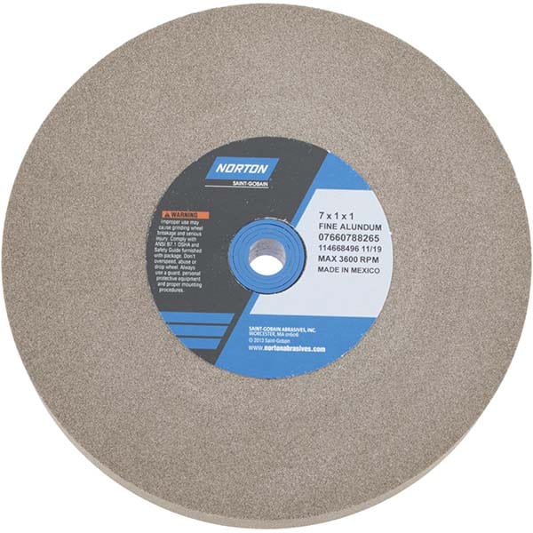 Bench & Pedestal Grinding Wheel: 7" Dia, 1" Thick, 1" Hole Dia, Aluminum Oxide