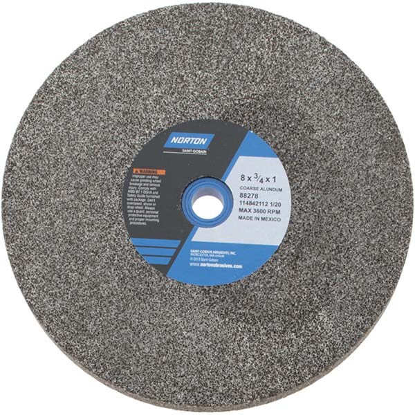 Bench & Pedestal Grinding Wheel: 8" Dia, 3/4" Thick, 1" Hole Dia, Aluminum Oxide