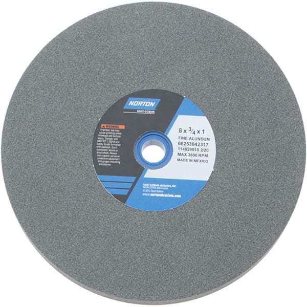 Norton 66253042317 Bench & Pedestal Grinding Wheel: 8" Dia, 3/4" Thick, 1" Hole Dia, Aluminum Oxide Image