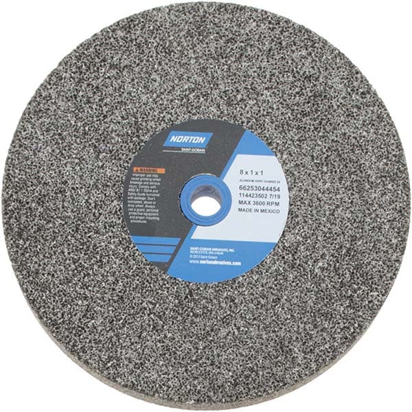 Norton 66253044454 Bench & Pedestal Grinding Wheel: 8" Dia, 1" Thick, 1" Hole Dia, Aluminum Oxide Image