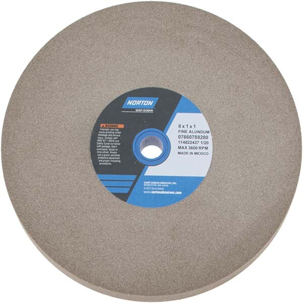 Bench & Pedestal Grinding Wheel: 8" Dia, 1" Thick, 1" Hole Dia, Aluminum Oxide