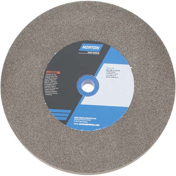 Norton 7660788290 Bench & Pedestal Grinding Wheel: 10" Dia, 1" Thick, 1-1/4" Hole Dia, Aluminum Oxide 