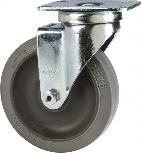 Albion 02XS05051S Swivel Top Plate Caster: Rubber, 5" Wheel Dia, 1-1/4" Wheel Width, 325 lb Capacity, 6-3/16" OAH Image