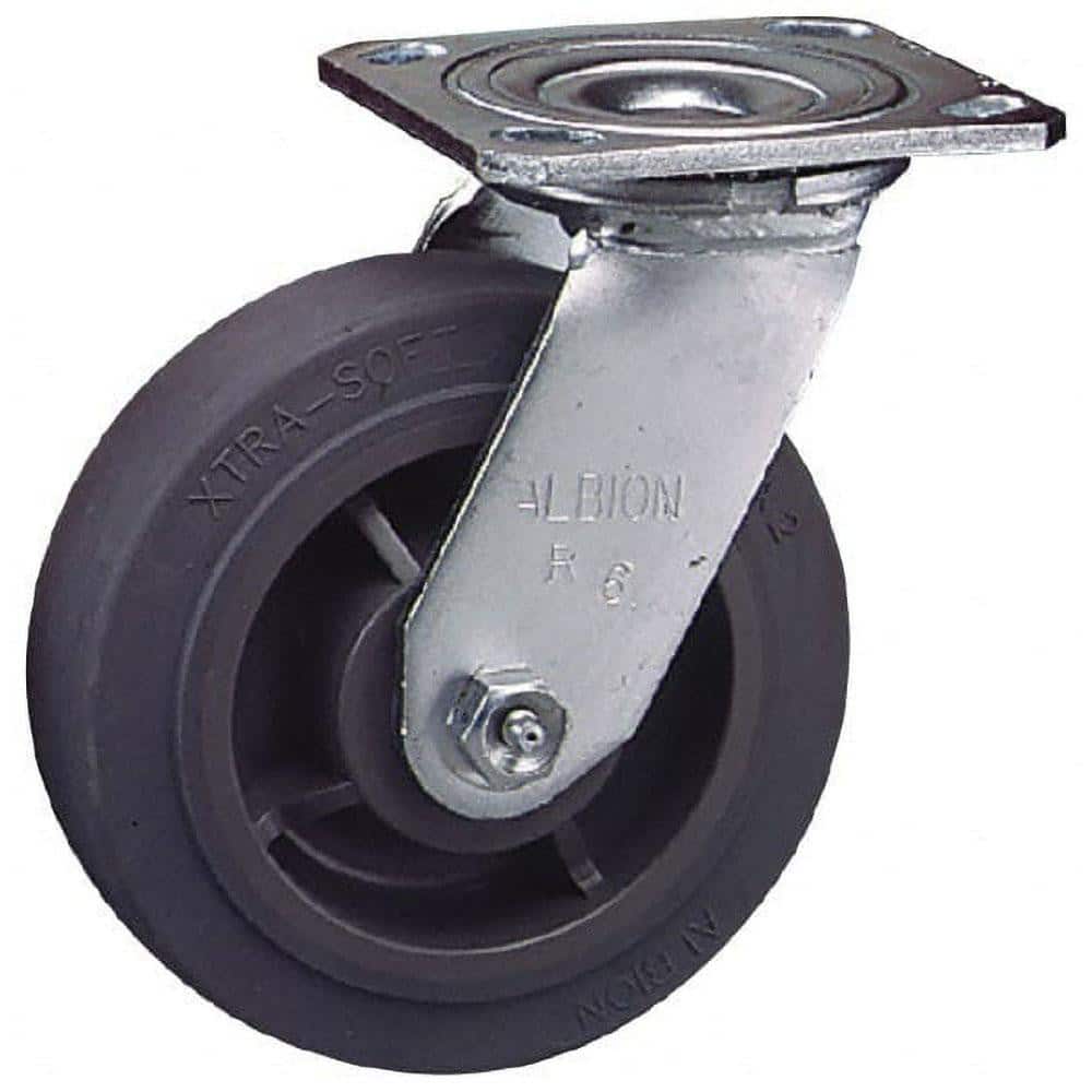 Albion 16TM06201R Rigid Top Plate Caster: Phenolic, 6" Wheel Dia, 2" Wheel Width, 900 lb Capacity, 7-1/4" OAH 