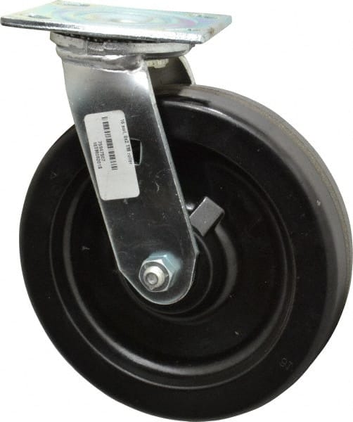 Albion 16TM08201S Swivel Top Plate Caster: Phenolic, 8" Wheel Dia, 2" Wheel Width, 1,250 lb Capacity, 9-1/2" OAH 