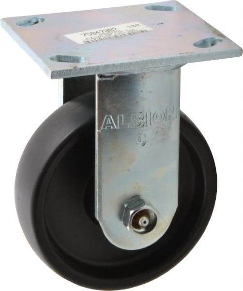 Albion 16PB05101R Rigid Top Plate Caster: Polypropylene, 5" Wheel Dia, 1-1/2" Wheel Width, 450 lb Capacity, 6-1/2" OAH 
