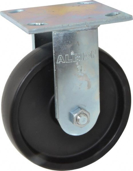 Albion 16PB06101R Rigid Top Plate Caster: Polypropylene, 6" Wheel Dia, 1-1/2" Wheel Width, 550 lb Capacity, 7-1/4" OAH 
