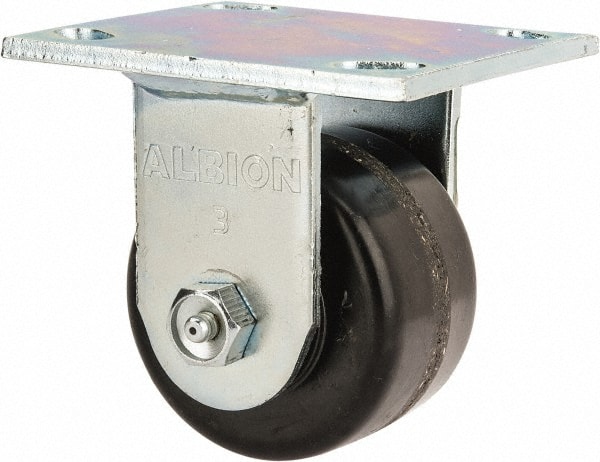 Albion 16TM03201R Rigid Top Plate Caster: Phenolic, 3-1/4" Wheel Dia, 2" Wheel Width, 700 lb Capacity, 4-1/4" OAH 