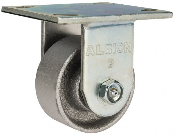 Albion 16CA03101R Rigid Top Plate Caster: Cast Iron, 3-1/4" Wheel Dia, 1-1/2" Wheel Width, 400 lb Capacity, 4-1/4" OAH 