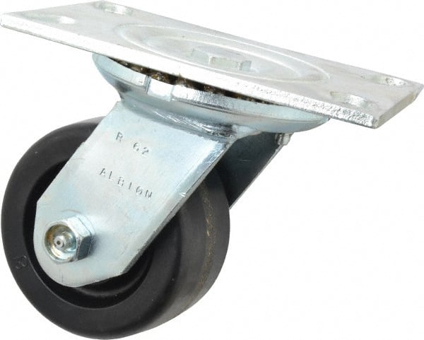 Albion 62TM04201S Swivel Top Plate Caster: Phenolic, 4" Wheel Dia, 2" Wheel Width, 800 lb Capacity, 5-5/8" OAH 