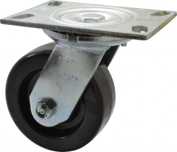 Albion 62TM05201S Swivel Top Plate Caster: Phenolic, 5" Wheel Dia, 2" Wheel Width, 1,000 lb Capacity, 6-1/2" OAH 